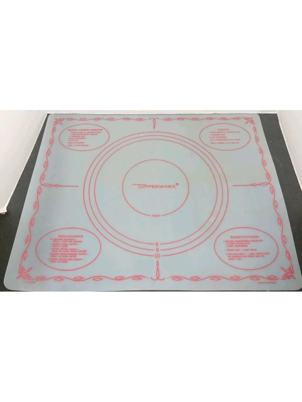 Vtg 1965 Tupperware Pastry Mat Rolling Pie Crust Pizza Dough Tart Baking 18x22